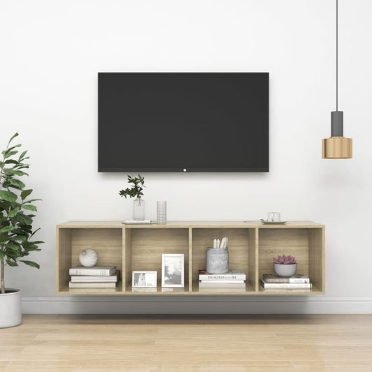 vidaXL Wall-mounted TV Cabinet Sonoma Oak 37x37x142.5 cm Engineered Wood