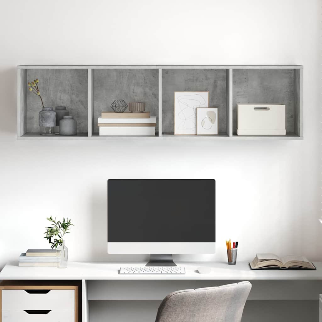 805493 vidaXL Wall-mounted TV Cabinet Concrete Grey 37x37x142,5 cm Engineered Wood