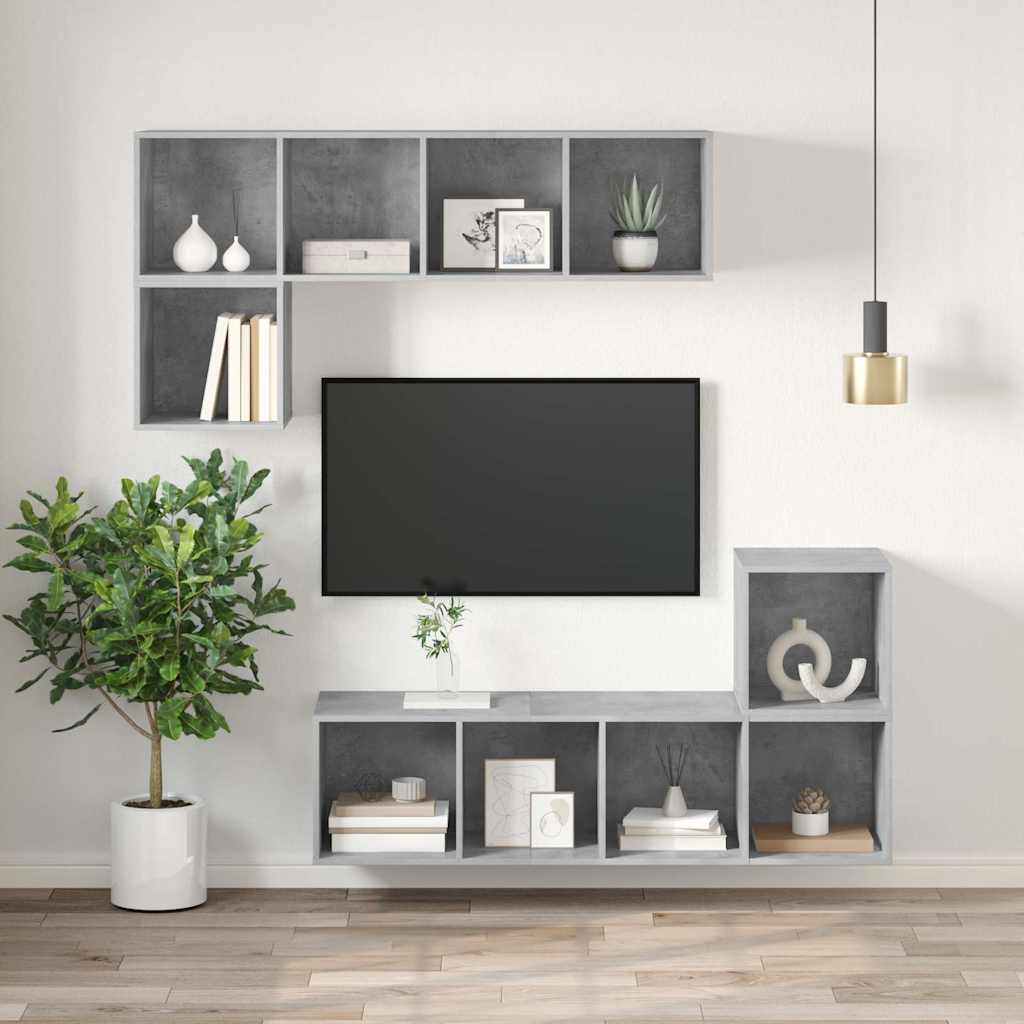 805493 vidaXL Wall-mounted TV Cabinet Concrete Grey 37x37x142,5 cm Engineered Wood