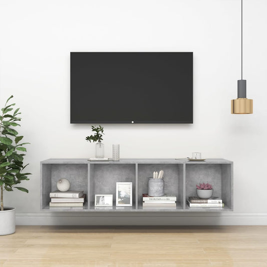 Wall-mounted TV Cabinet Concrete Grey 37x37x142.5 cm Engineered Wood