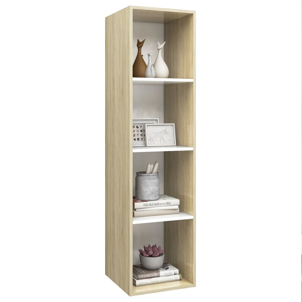 vidaXL Wall-mounted TV Cabinet Sonoma Oak and White 37x37x142.5 cm Engineered Wood