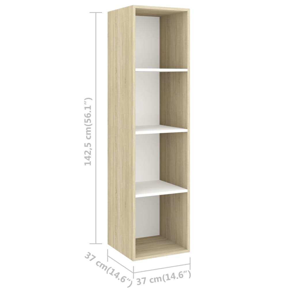 vidaXL Wall-mounted TV Cabinet Sonoma Oak and White 37x37x142.5 cm Engineered Wood