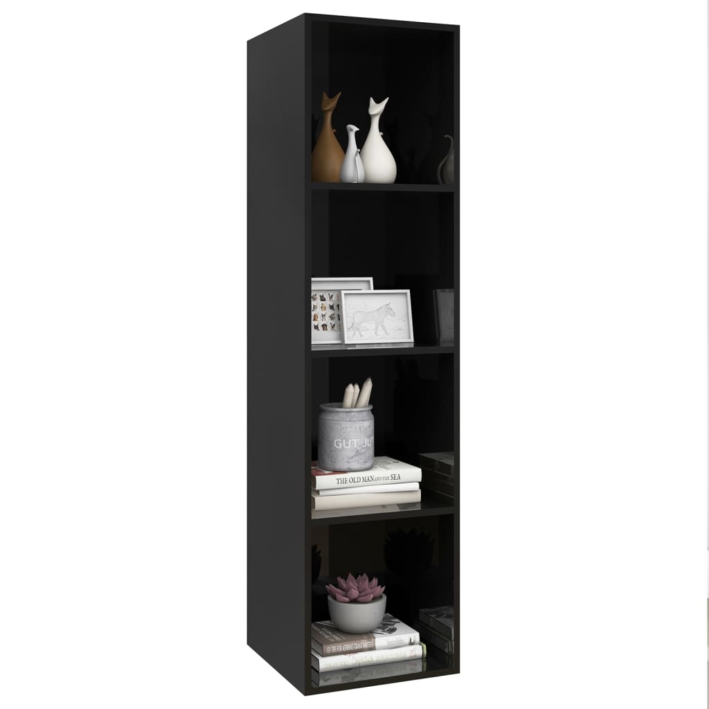 vidaXL Wall-mounted TV Cabinet High Gloss Black 37x37x142.5 cm Engineered Wood