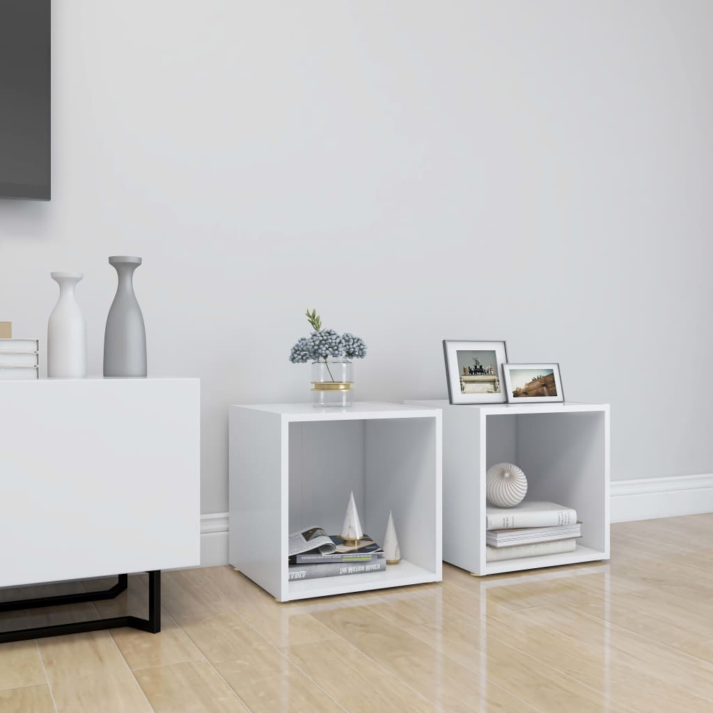 805499 vidaXL 2 Piece TV Cabinet Set White 37x35x37 cm Engineered Wood