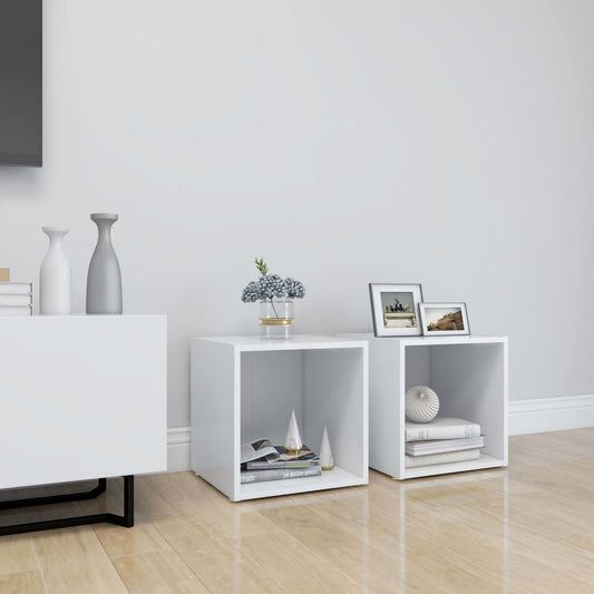 805499 vidaXL 2 Piece TV Cabinet Set White 37x35x37 cm Engineered Wood
