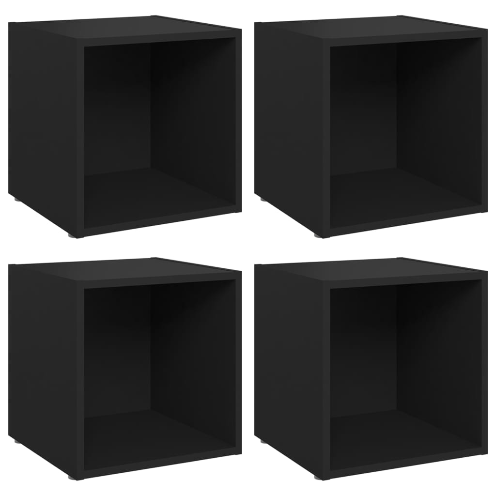 vidaXL TV Cabinets 4 pcs Black 37x35x37 cm Engineered Wood