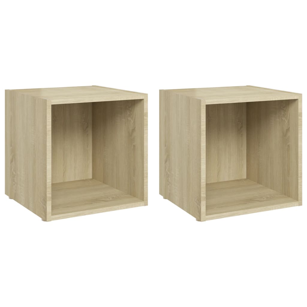805508 vidaXL 2 Piece TV Cabinet Set Sonoma Oak 37x35x37 cm Engineered Wood