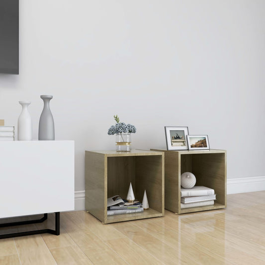 805508 vidaXL 2 Piece TV Cabinet Set Sonoma Oak 37x35x37 cm Engineered Wood
