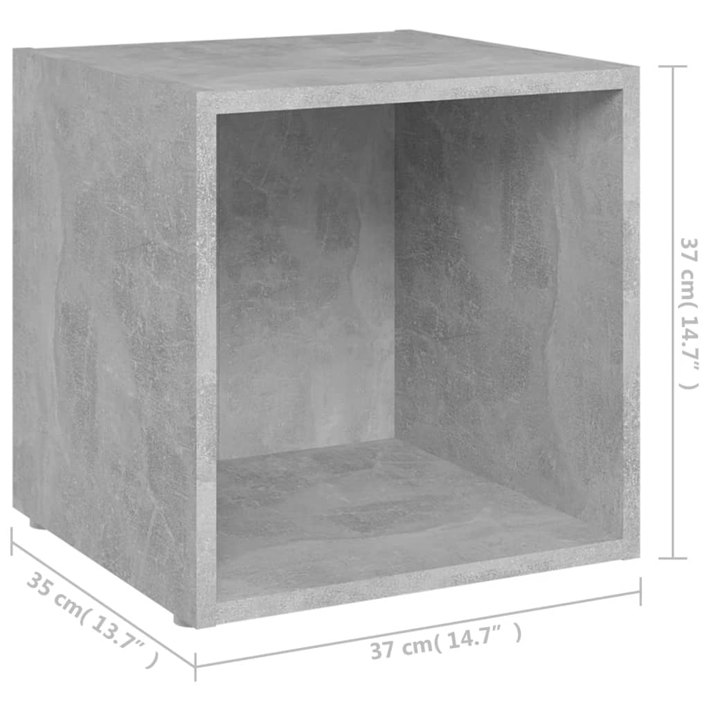805511 vidaXL 2 Piece TV Cabinet Set Concrete Grey 37x35x37 cm Engineered Wood