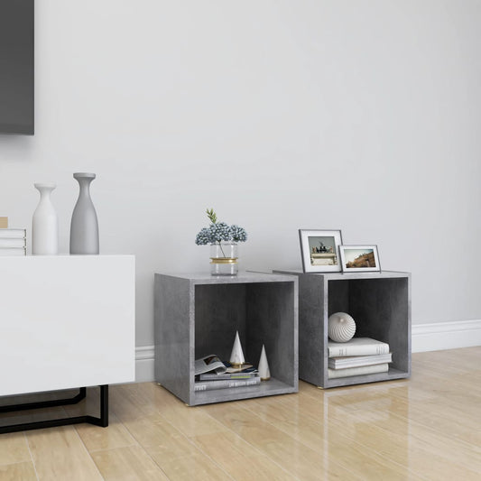 805511 vidaXL 2 Piece TV Cabinet Set Concrete Grey 37x35x37 cm Engineered Wood
