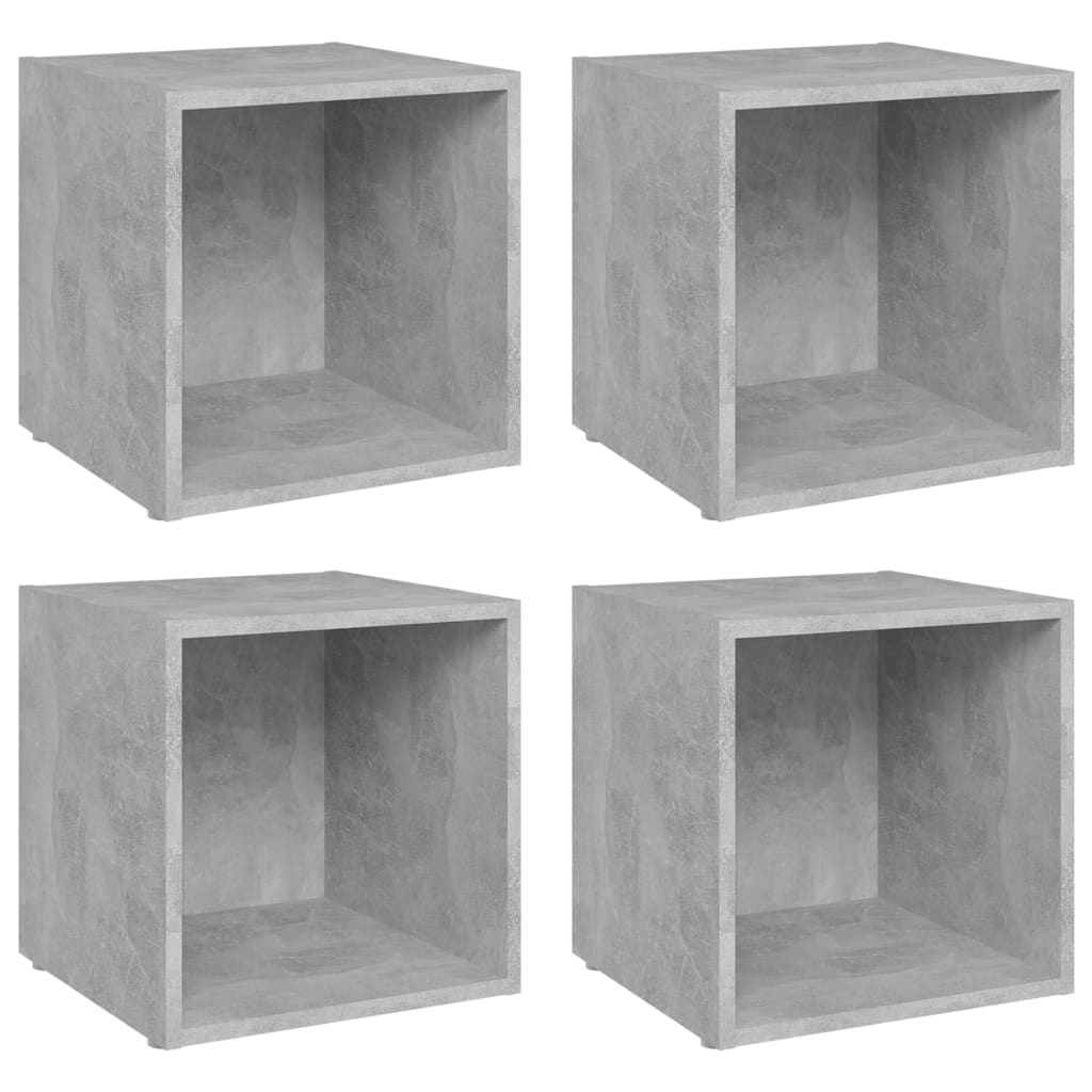 805512 vidaXL 4 Piece TV Cabinet Set Concrete Grey 37x35x37 cm Engineered Wood