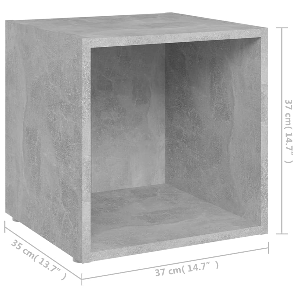 805512 vidaXL 4 Piece TV Cabinet Set Concrete Grey 37x35x37 cm Engineered Wood