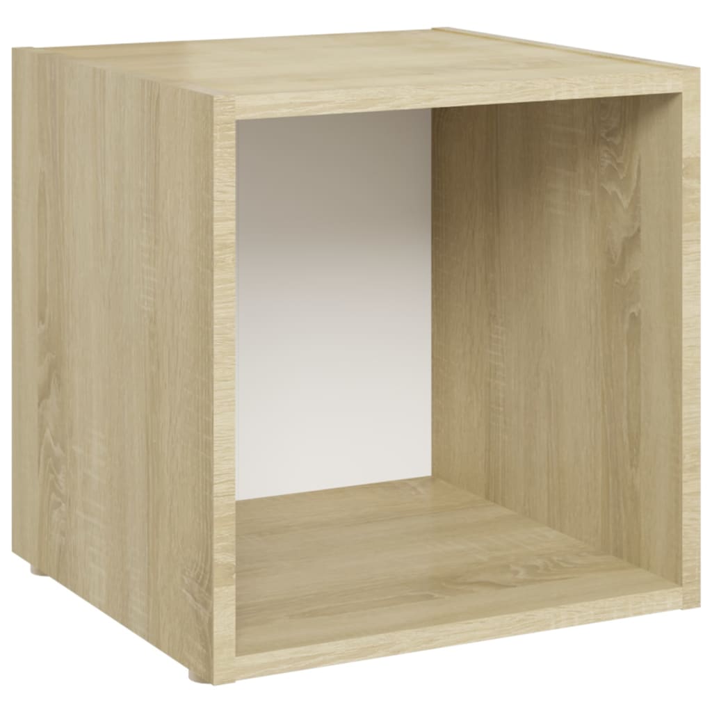 vidaXL TV Cabinet White and Sonoma Oak 37x35x37 cm Engineered Wood