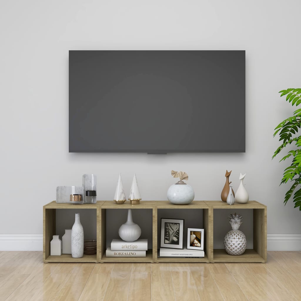 vidaXL TV Cabinet White and Sonoma Oak 37x35x37 cm Engineered Wood