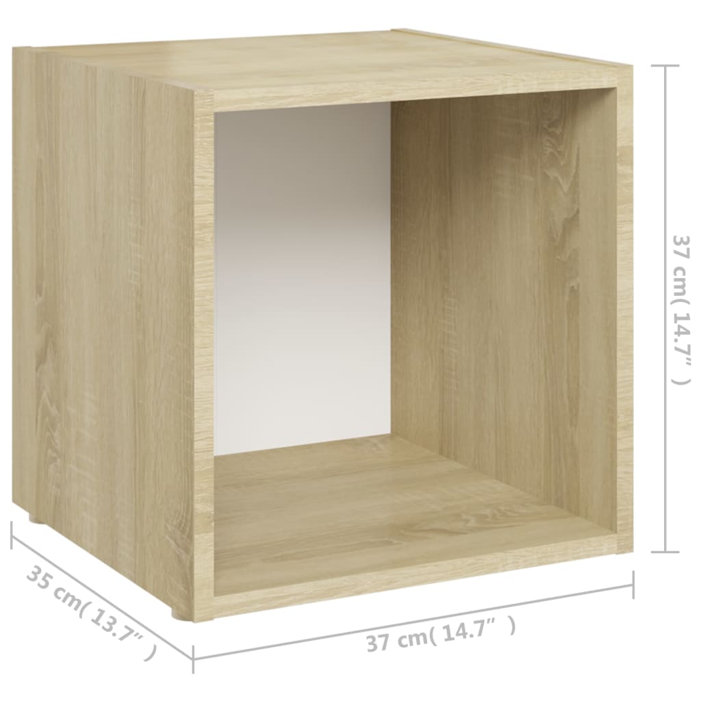 vidaXL TV Cabinet White and Sonoma Oak 37x35x37 cm Engineered Wood