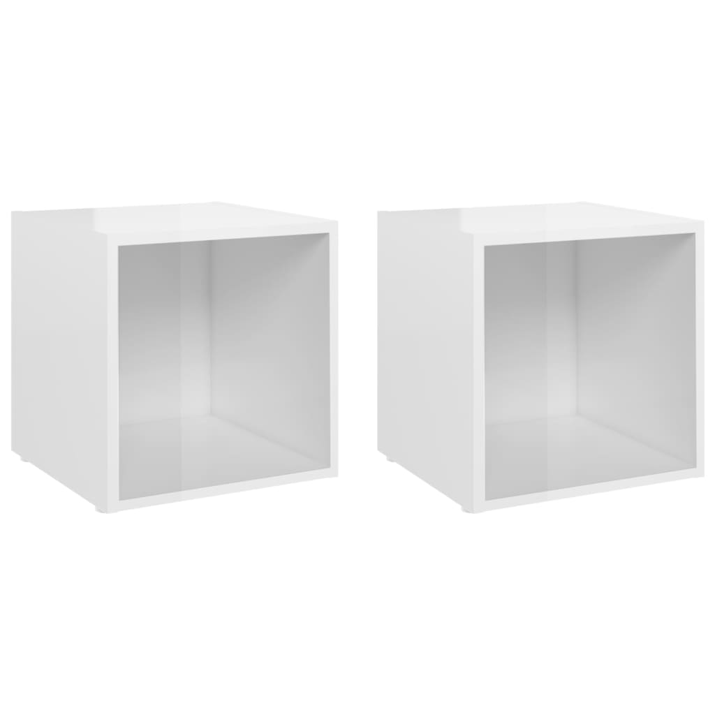 vidaXL TV Cabinets 2 pcs High Gloss White 37x35x37 cm Engineered Wood