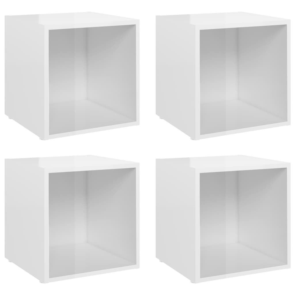 vidaXL TV Cabinets 4 pcs High Gloss White 37x35x37 cm Engineered Wood