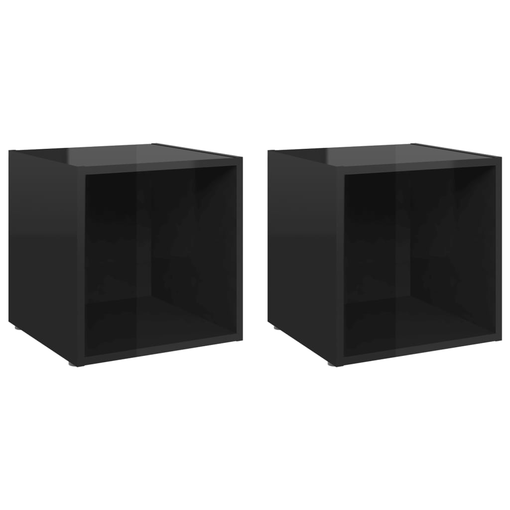 vidaXL TV Cabinets 2 pcs High Gloss Black 37x35x37 cm Engineered Wood