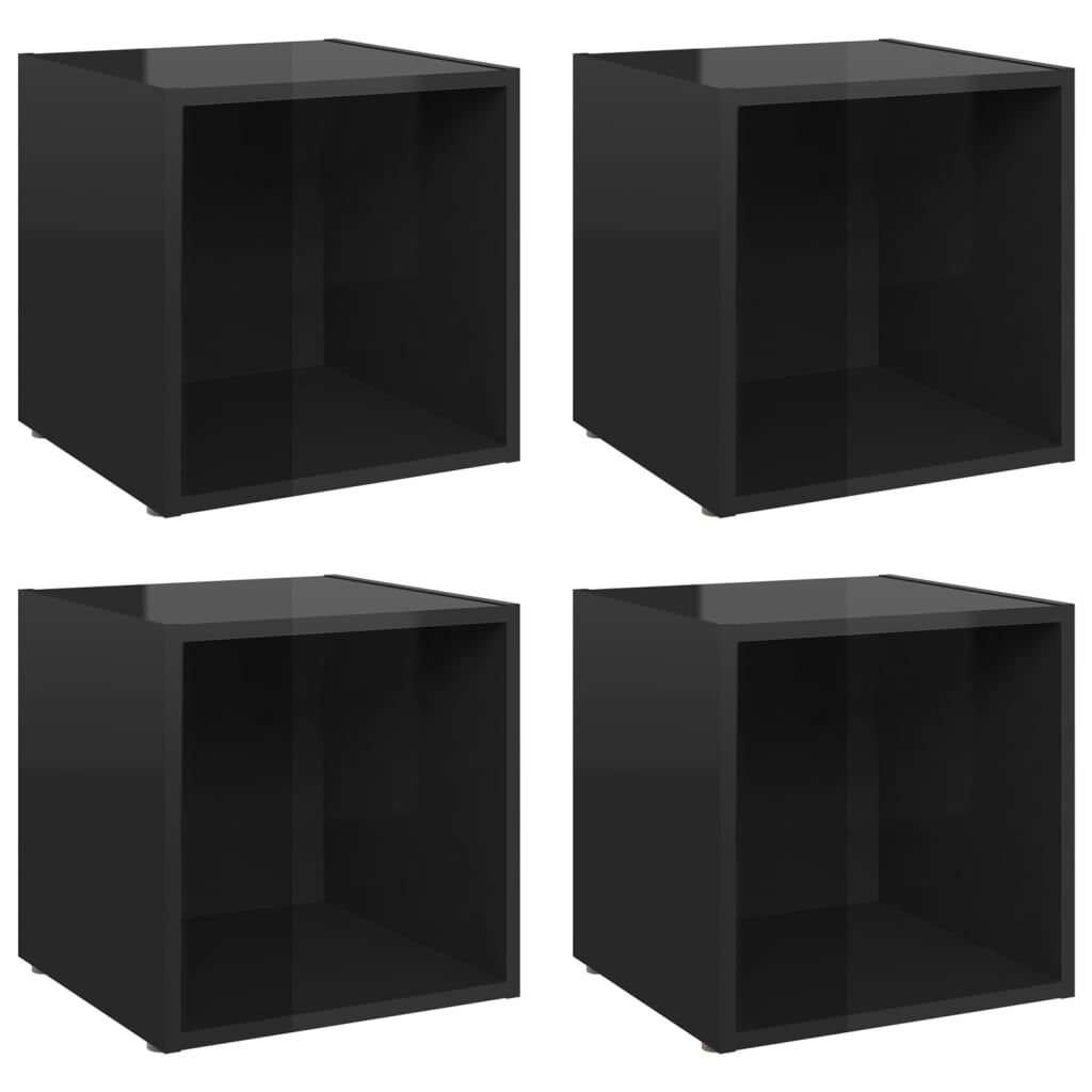 vidaXL TV Cabinets 4 pcs High Gloss Black 37x35x37 cm Engineered Wood