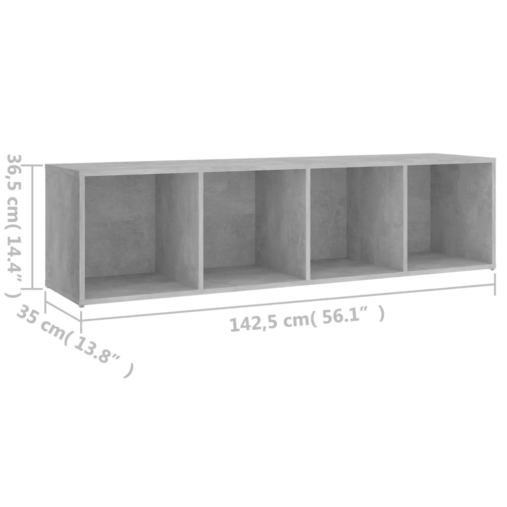 vidaXL TV Cabinet Concrete Grey 142.5x35x36.5 cm Engineered Wood