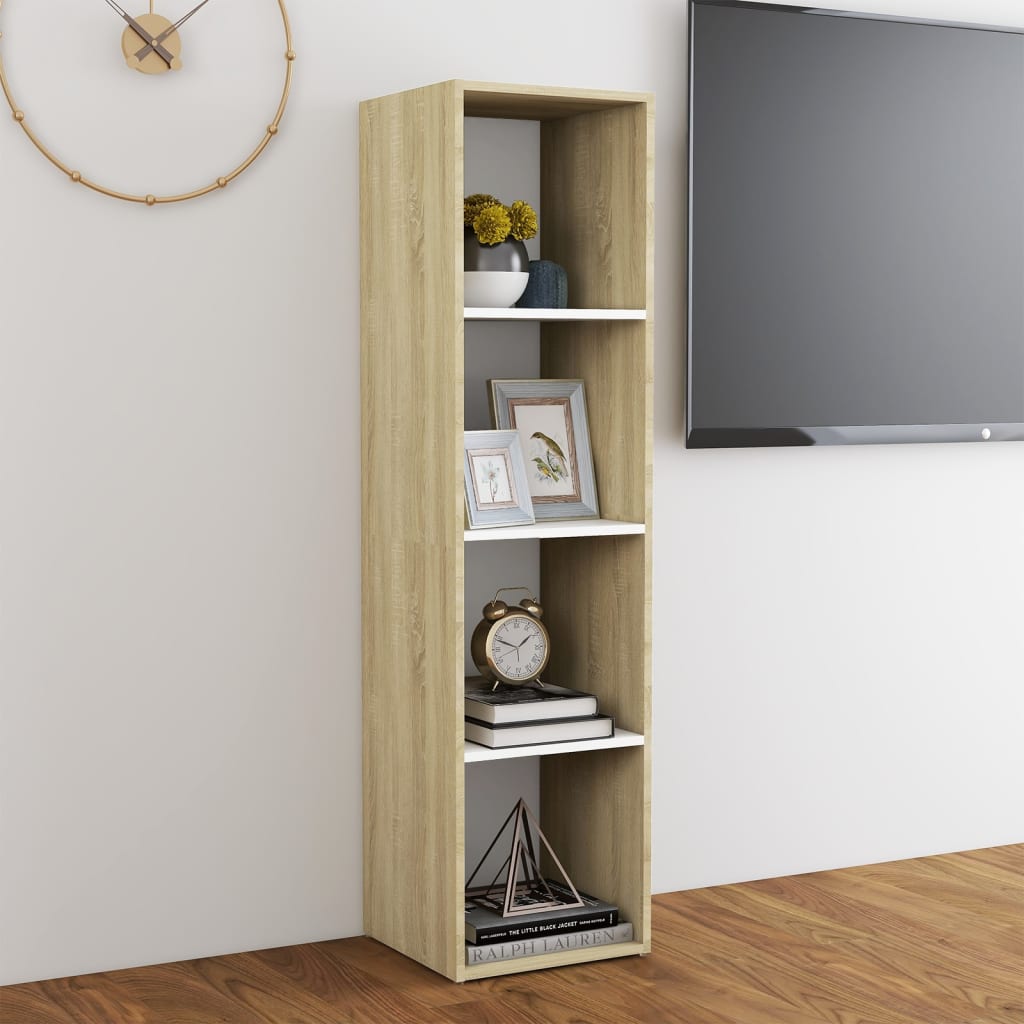 vidaXL TV Cabinet White and Sonoma Oak 142.5x35x36.5 cm Engineered Wood