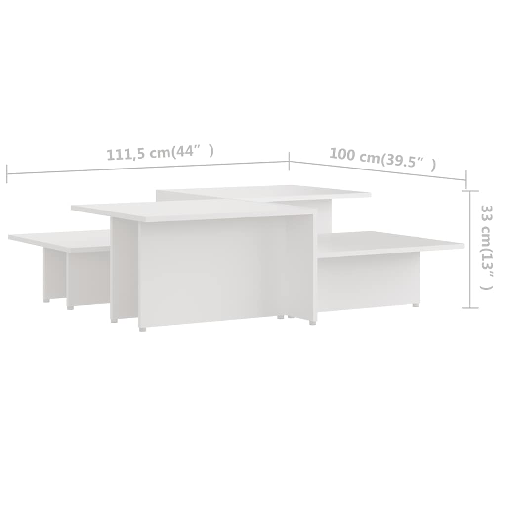 805562 vidaXL Coffee Tables 2 pcs White 111,5x50x33 cm Engineered Wood
