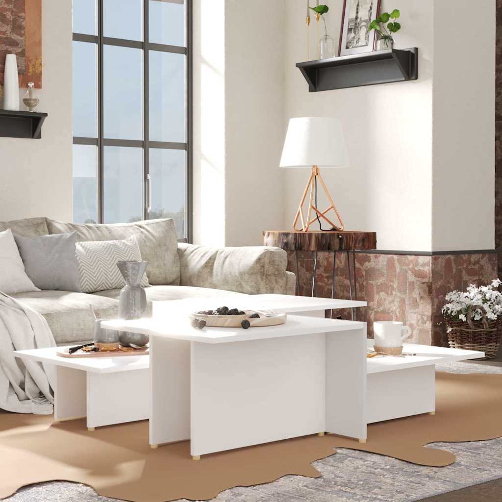 805562 vidaXL Coffee Tables 2 pcs White 111,5x50x33 cm Engineered Wood