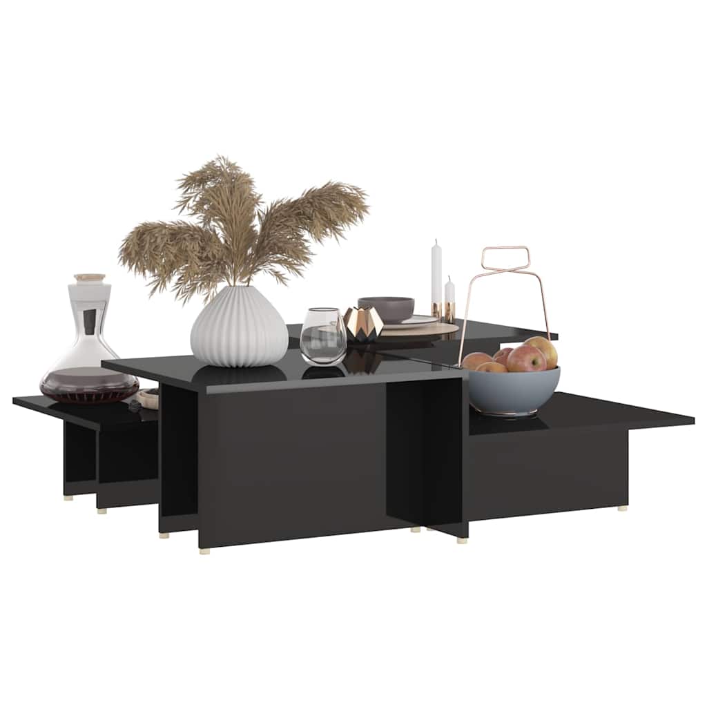 805576 vidaXL Coffee Tables 2 pcs High Gloss Black 111,5x50x33 cm Engineered Wood