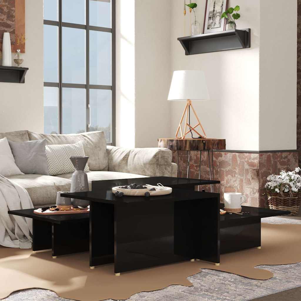 805576 vidaXL Coffee Tables 2 pcs High Gloss Black 111,5x50x33 cm Engineered Wood