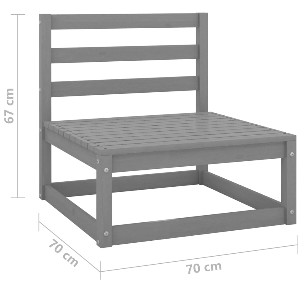 vidaXL Garden Middle Sofa Grey Solid Wood Pine