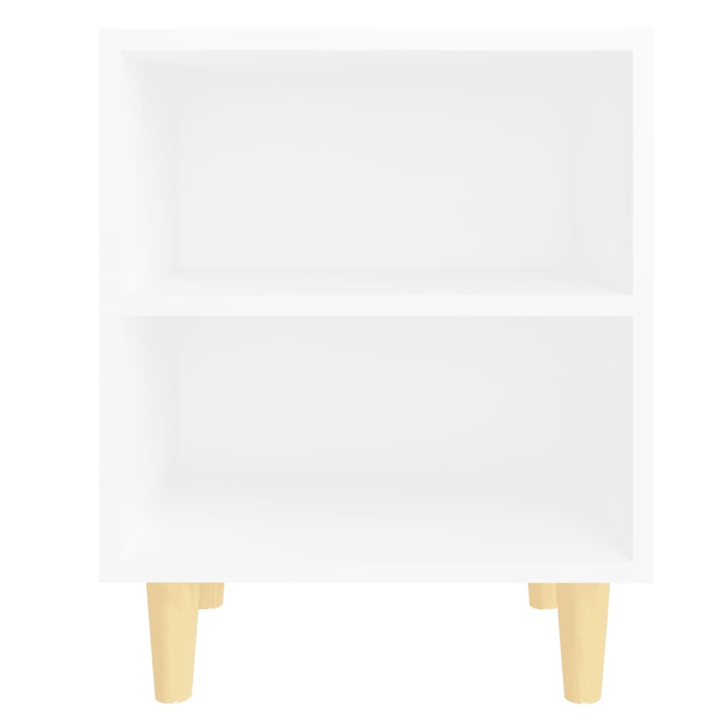 805780 vidaXL Bed Cabinets with Solid Wood Legs 2 pcs White 40x30x50 cm