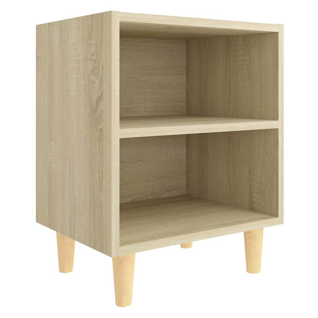 805786 vidaXL Bed Cabinets with Solid Wood Legs 2 pcs Sonoma Oak 40x30x50 cm