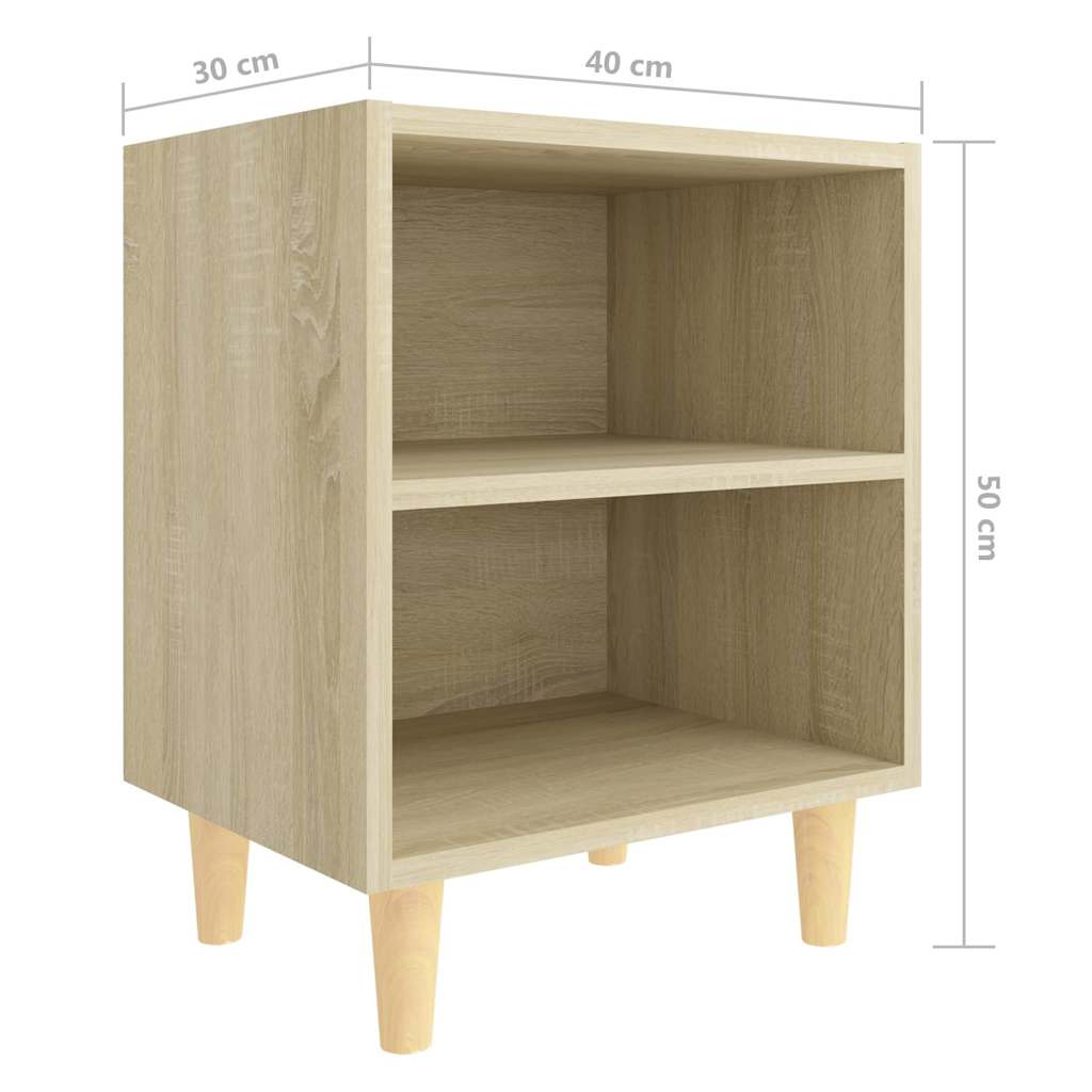 805786 vidaXL Bed Cabinets with Solid Wood Legs 2 pcs Sonoma Oak 40x30x50 cm