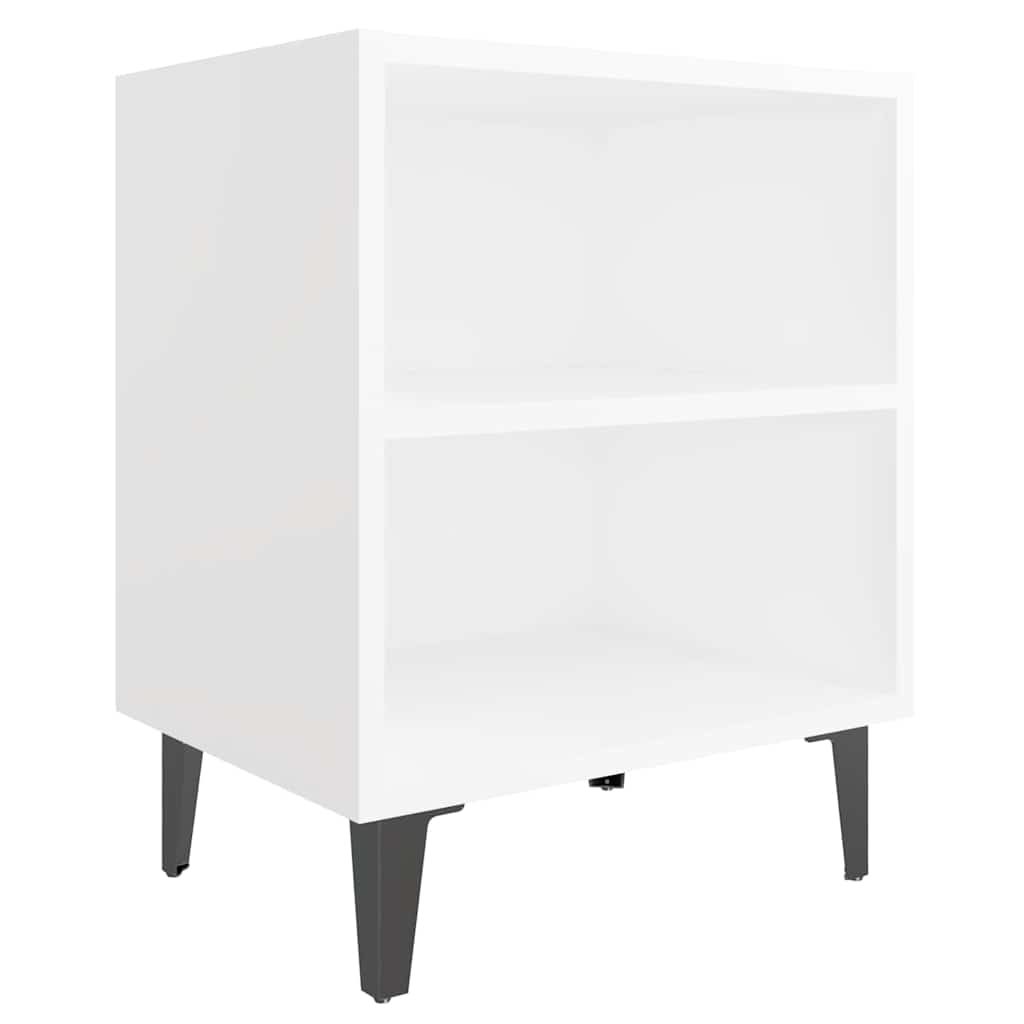 Bed Cabinets with Metal Legs 2 pcs White 40x30x50 cm