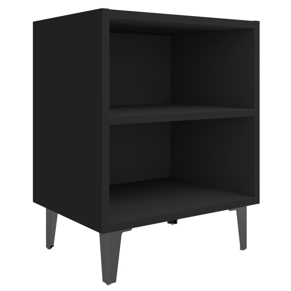 vidaXL Bed Cabinets with Metal Legs 2 pcs Black 40x30x50 cm