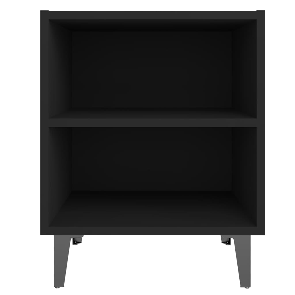 vidaXL Bed Cabinets with Metal Legs 2 pcs Black 40x30x50 cm