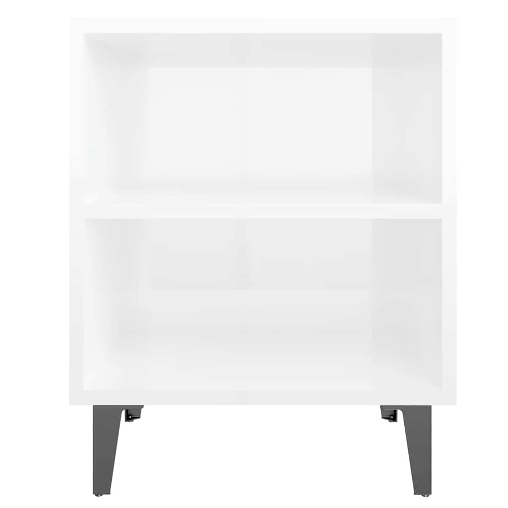 Bed Cabinets with Metal Legs 2 pcs High Gloss White 40x30x50 cm