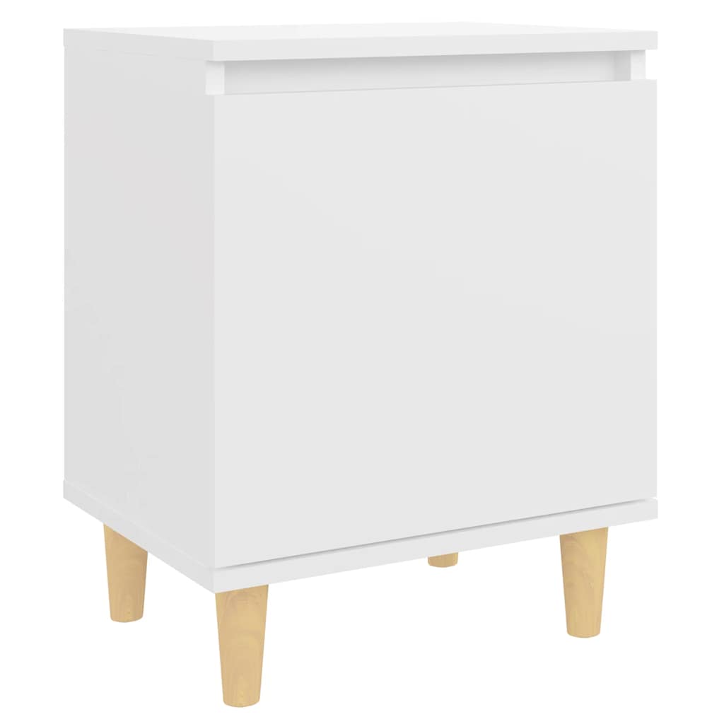 Bed Cabinets with Solid Wood Legs 2 pcs White 40x30x50 cm