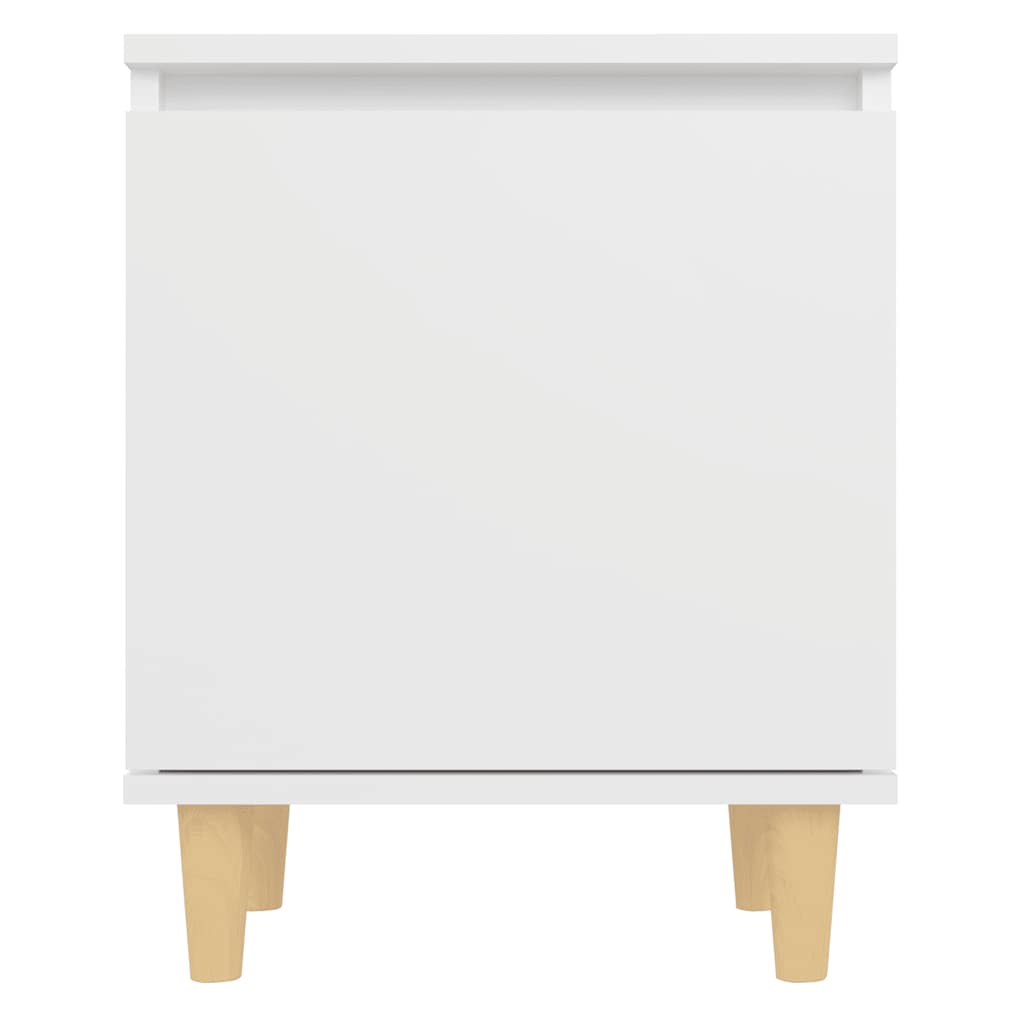 Bed Cabinets with Solid Wood Legs 2 pcs White 40x30x50 cm
