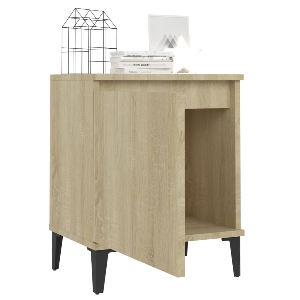 Bed Cabinets with Metal Legs Sonoma Oak 40x30x50 cm