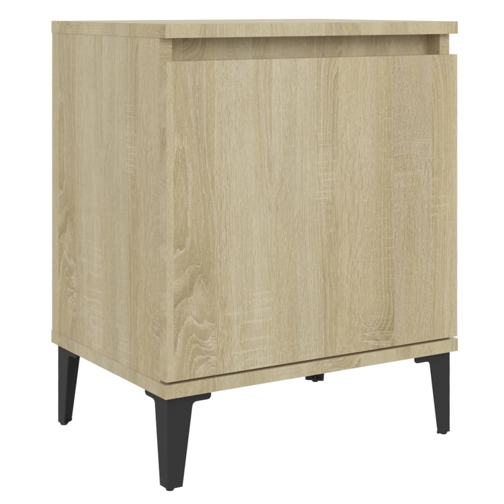 Bed Cabinets with Metal Legs Sonoma Oak 40x30x50 cm