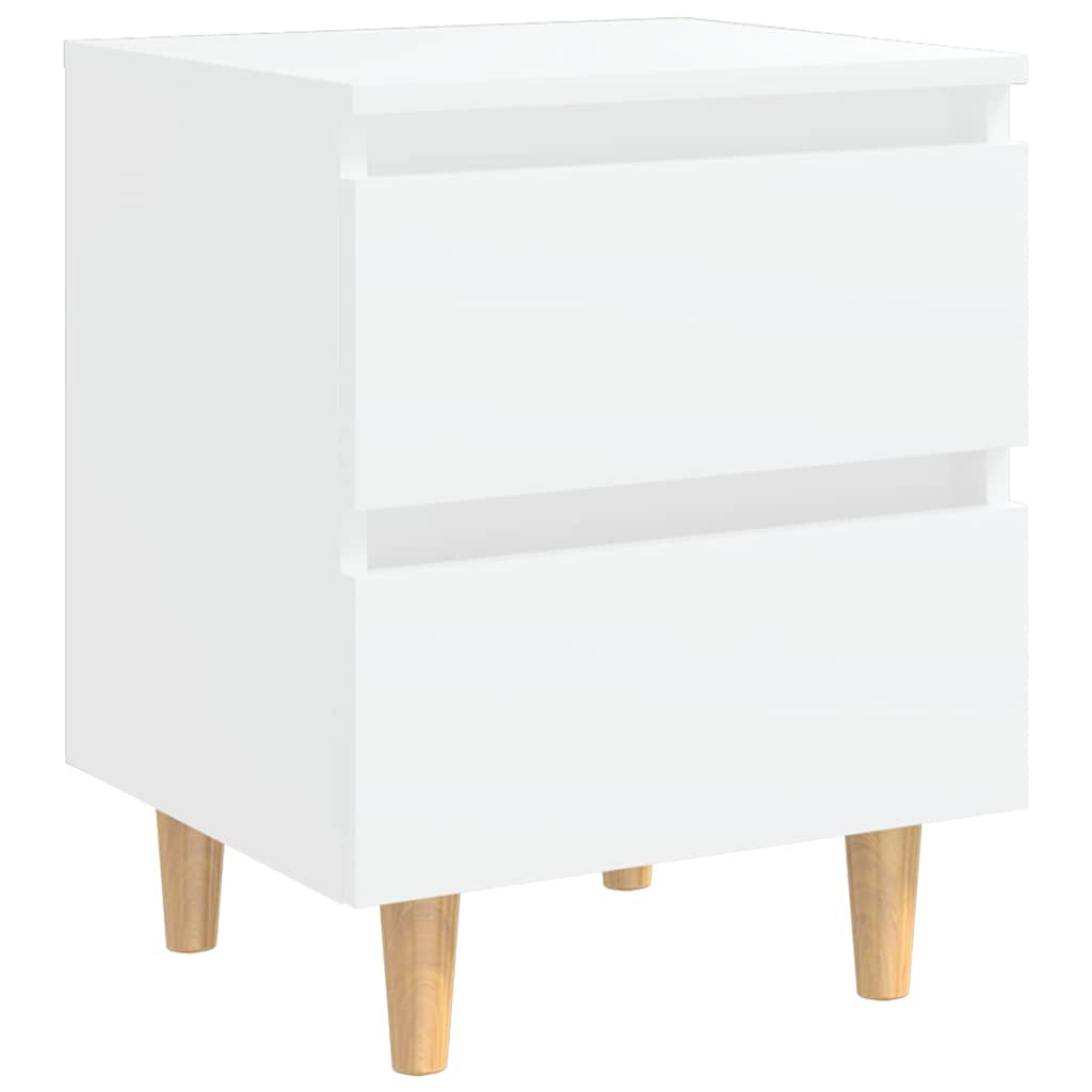 805852 vidaXL Bed Cabinets with Solid Pinewood Legs 2 pcs White 40x35x50 cm