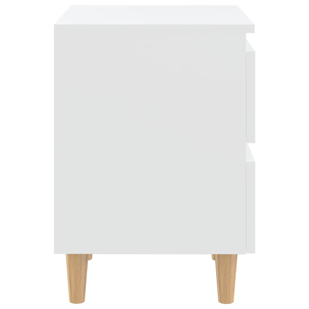 805852 vidaXL Bed Cabinets with Solid Pinewood Legs 2 pcs White 40x35x50 cm