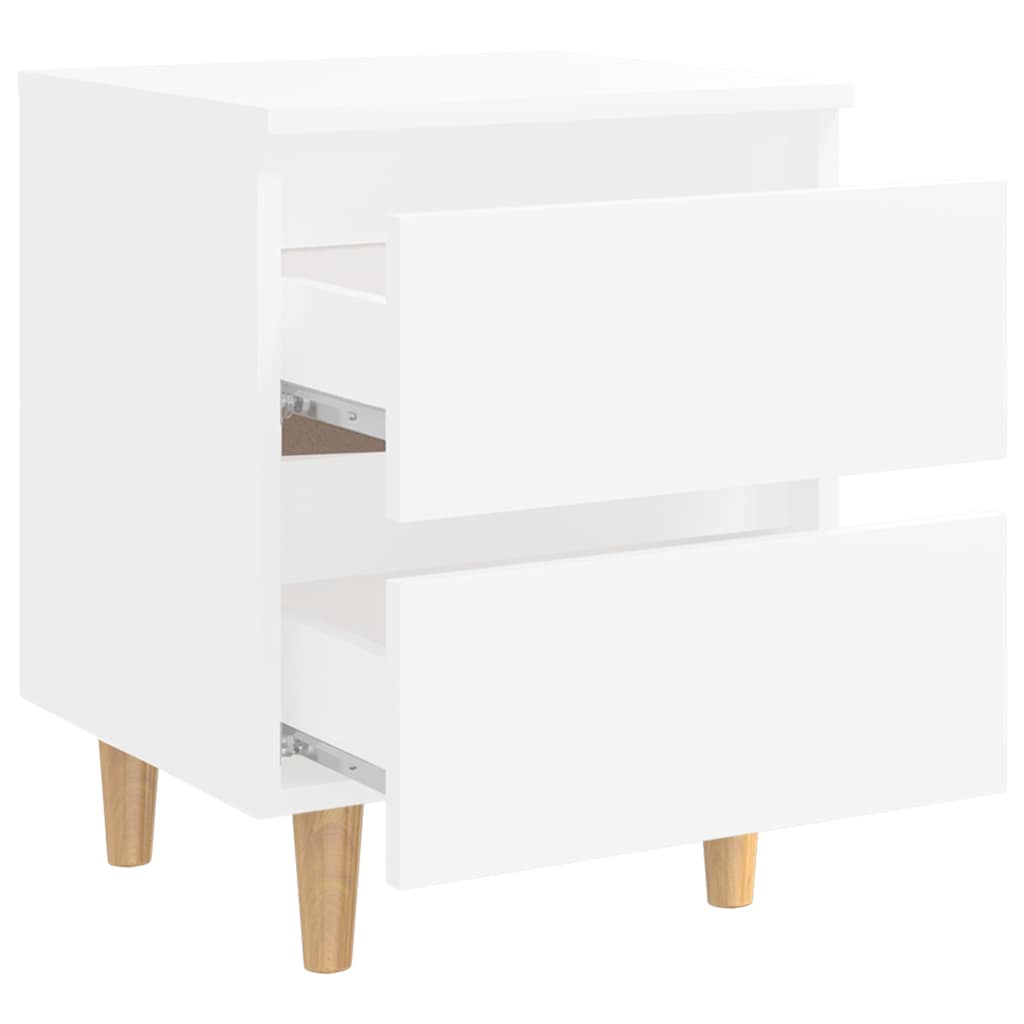 805852 vidaXL Bed Cabinets with Solid Pinewood Legs 2 pcs White 40x35x50 cm