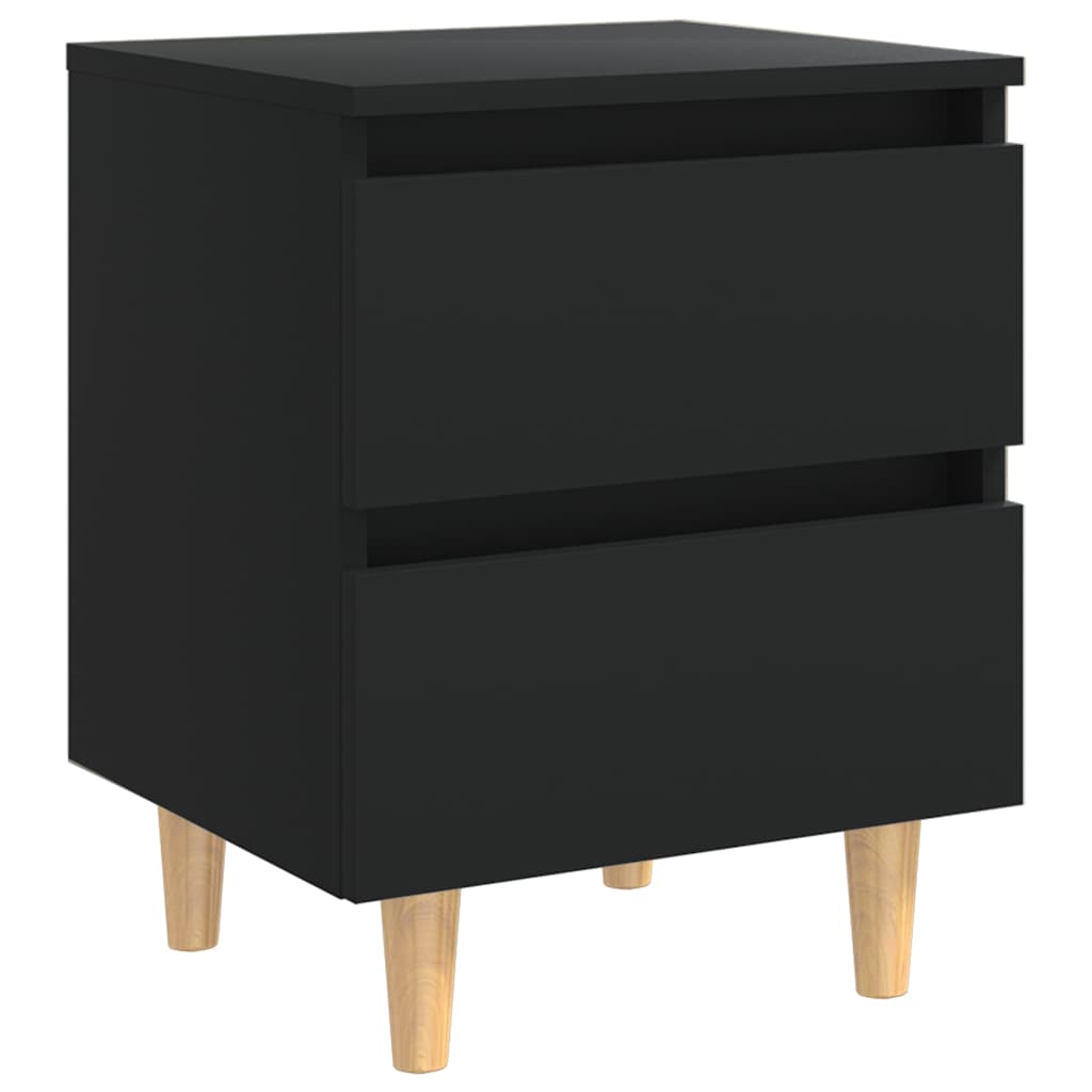 805854 vidaXL Bed Cabinets with Solid Pinewood Legs 2 pcs Black 40x35x50 cm
