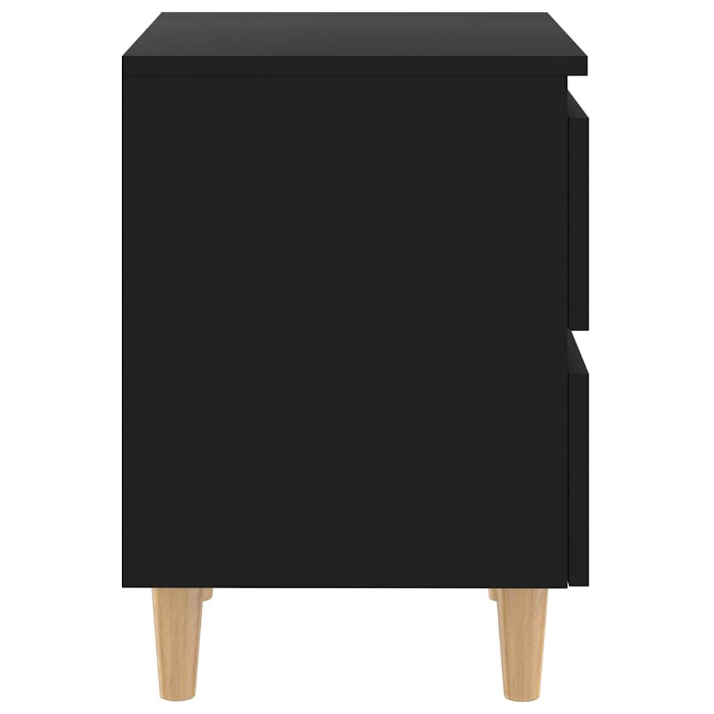 805854 vidaXL Bed Cabinets with Solid Pinewood Legs 2 pcs Black 40x35x50 cm