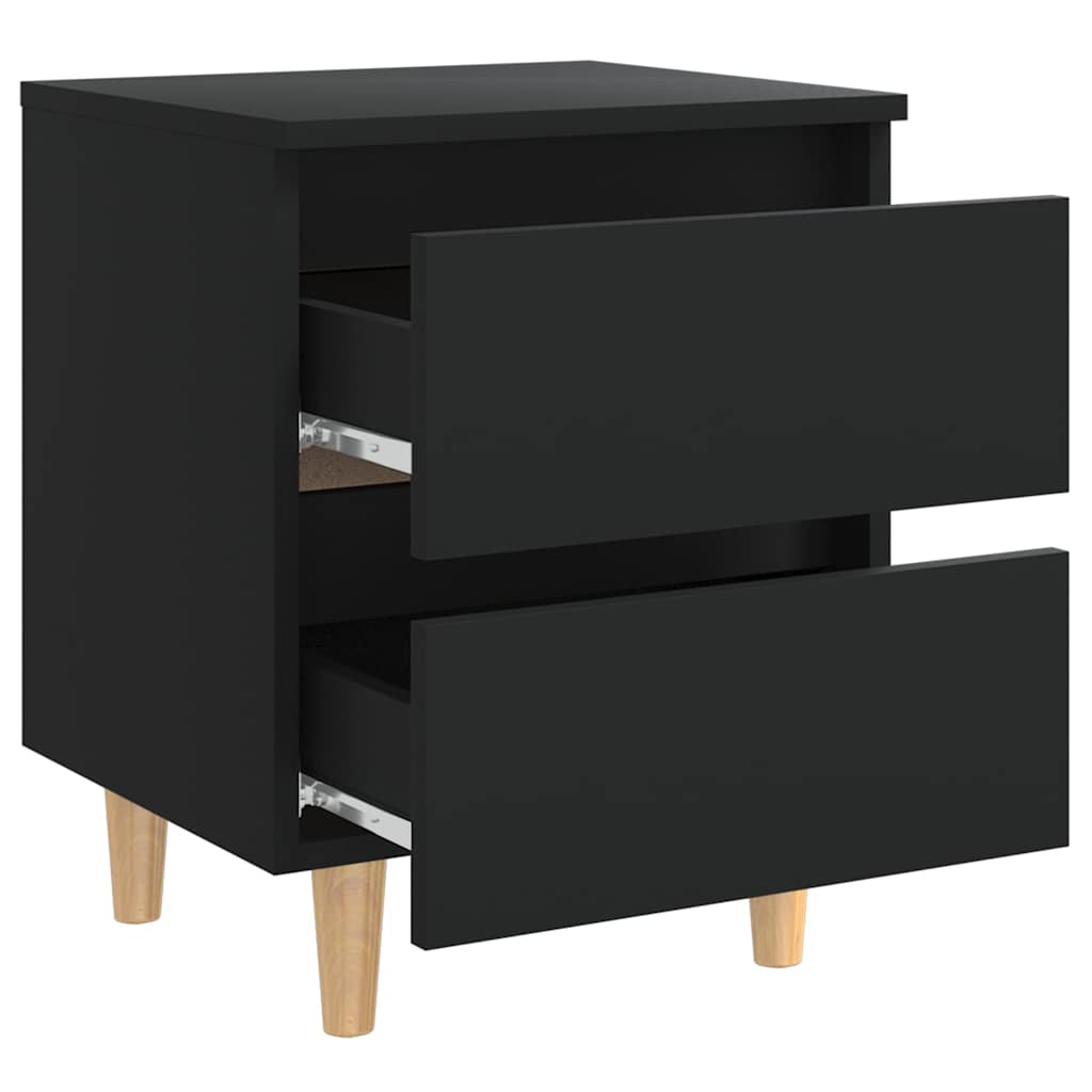 805854 vidaXL Bed Cabinets with Solid Pinewood Legs 2 pcs Black 40x35x50 cm
