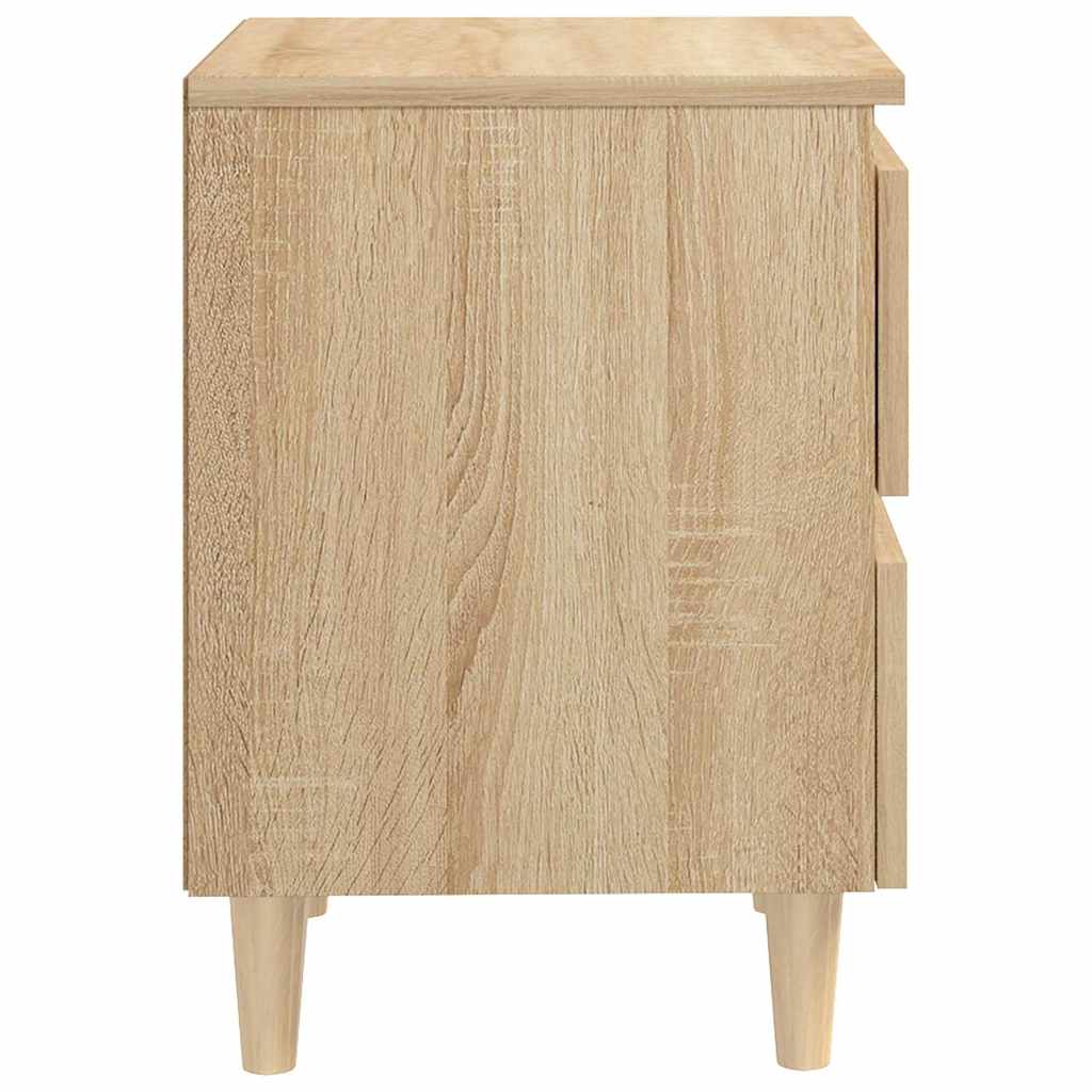 805857 vidaXL Bed Cabinet with Solid Pinewood Legs Sonoma Oak 40x35x50 cm