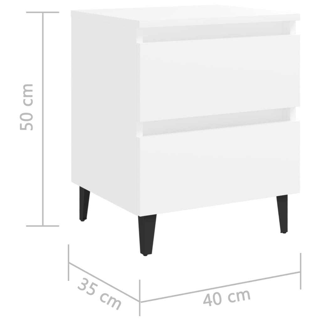 vidaXL Bed Cabinet White 40x35x50 cm Engineered Wood