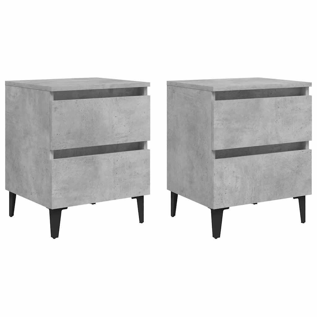 805878 vidaXL Bed Cabinets 2 pcs Concrete Grey 40x35x50 cm Engineered Wood